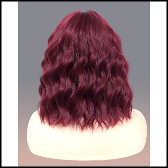 Short Curly Bob Wig with Bangs Heat Resistant Natural Looking Hair Replacement